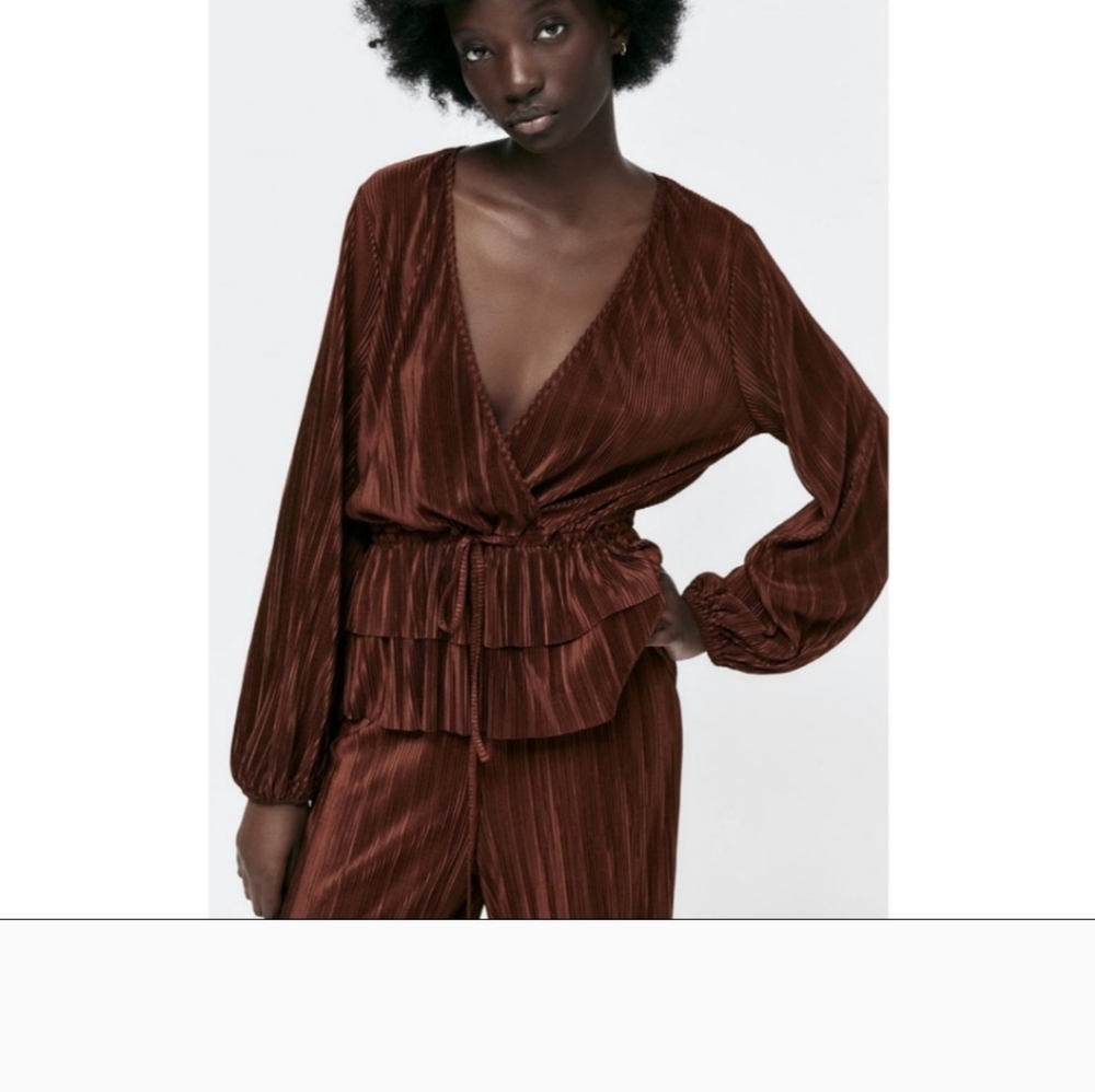 Zara Plisse Pleated Top